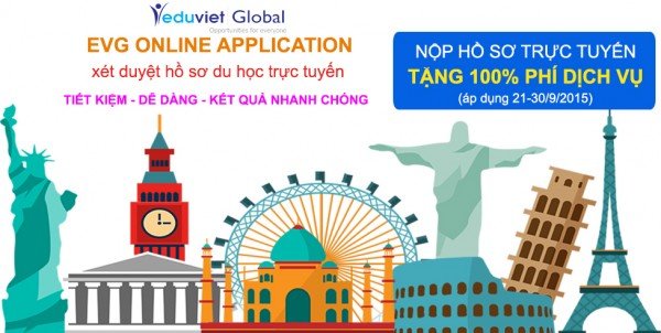 Nộp hồ sơ du học online – Miễn phí 100% phí dịch vụ